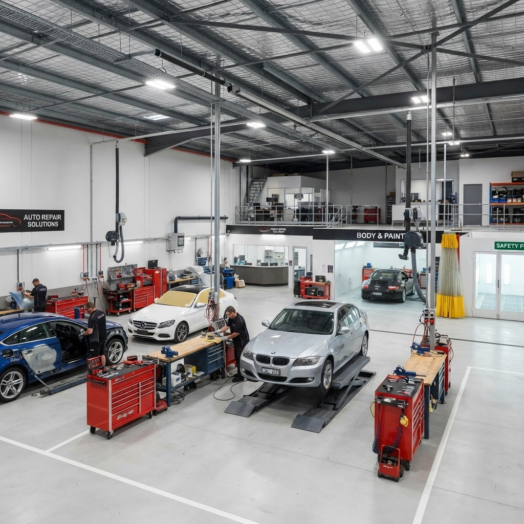 Inside the Argyle Autos body shop workshop in Cardiff